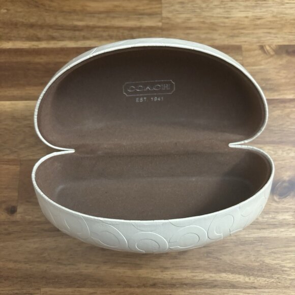 Coach Sunglasses Case Beige Signature Case Eyeglasses Hard Case Minimalist Y2K - Picture 7 of 11